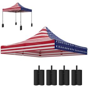 Replacement Canopy Top For Up Canopy Tent With 4 Sand Bags, UPF50 Protection, American Flag (Option: American Flag)