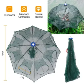 Foldable Fishing Bait Net Trap Crab Net Shrimp Fish Cast Dip Cage (Option: Green)